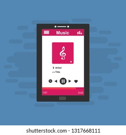 Mobile music application interface design concept isolated on colored background flat vector illustration – Vector