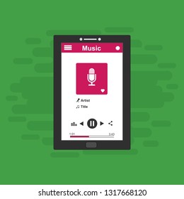 Mobile music application interface design concept isolated on colored background flat vector illustration – Vector