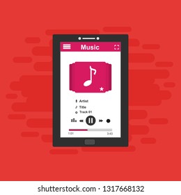 Mobile music application interface design concept isolated on colored background flat vector illustration – Vector