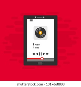 Mobile music application interface design concept isolated on colored background flat vector illustration – Vector