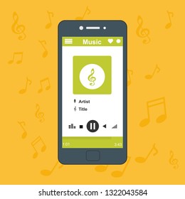 Mobile music application interface design concept isolated on colored background flat vector illustration – Vector