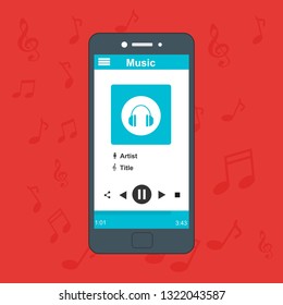 Mobile music application interface design concept isolated on colored background flat vector illustration – Vector