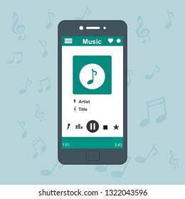 Mobile music application interface design concept isolated on colored background flat vector illustration – Vector