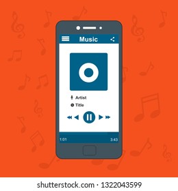 Mobile music application interface design concept isolated on colored background flat vector illustration – Vector