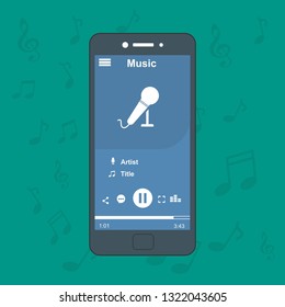 Mobile music application interface design concept isolated on colored background flat vector illustration – Vector