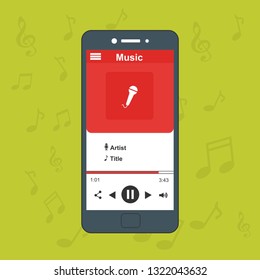 Mobile music application interface design concept isolated on colored background flat vector illustration – Vector