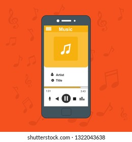 Mobile music application interface design concept isolated on colored background flat vector illustration – Vector