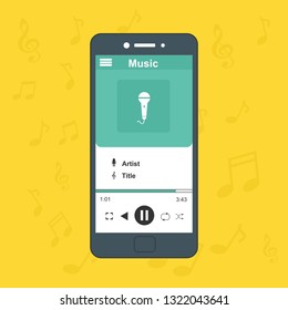 Mobile music application interface design concept isolated on colored background flat vector illustration – Vector