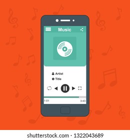 Mobile music application interface design concept isolated on colored background flat vector illustration – Vector