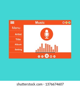 Mobile music application interface design concept isolated on colored background flat vector illustration – Vector