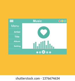 Mobile music application interface design concept isolated on colored background flat vector illustration – Vector