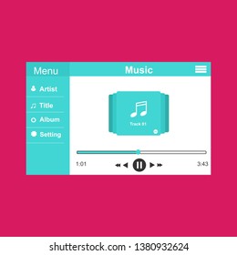 Mobile music application interface design concept isolated on colored background flat vector illustration – Vector