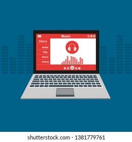 Mobile music application interface design concept isolated on colored background flat vector illustration – Vector