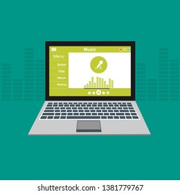 Mobile music application interface design concept isolated on colored background flat vector illustration – Vector