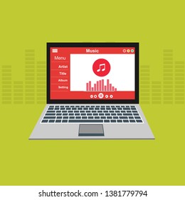 Mobile music application interface design concept isolated on colored background flat vector illustration – Vector