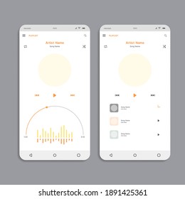 Mobile Music Application Interface. Design UI, UX, GUI Screens Music App Flat Design Template For Mobile Apps