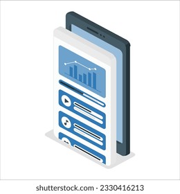 Mobile music application interface design concept. flat vector illustration. Modern interface design for musical and fitness applications. Music player and sport statistics. 1919