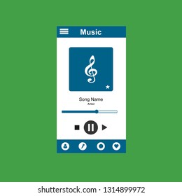Mobile music application user interface design concept isolated on colored background flat vector illustration - Vector