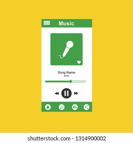 Mobile music application user interface design concept isolated on colored background flat vector illustration - Vector