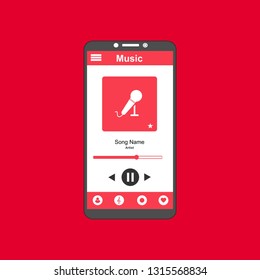 Mobile music application user interface design concept isolated on colored background flat vector illustration - Vector