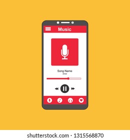 Mobile music application user interface design concept isolated on colored background flat vector illustration - Vector