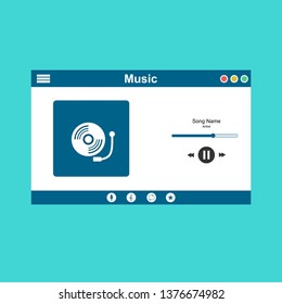 Mobile music application user interface design concept isolated on colored background flat vector illustration - Vector