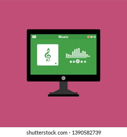 Mobile music application user interface design concept isolated on colored background flat vector illustration - Vector