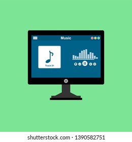 Mobile music application user interface design concept isolated on colored background flat vector illustration - Vector