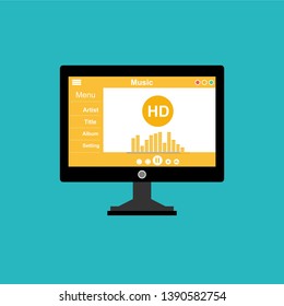 Mobile music application user interface design concept isolated on colored background flat vector illustration - Vector