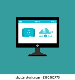 Mobile music application user interface design concept isolated on colored background flat vector illustration - Vector
