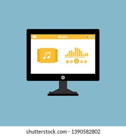 Mobile music application user interface design concept isolated on colored background flat vector illustration - Vector