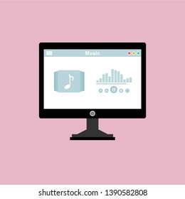 Mobile music application user interface design concept isolated on colored background flat vector illustration - Vector