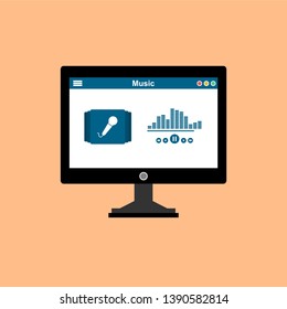 Mobile music application user interface design concept isolated on colored background flat vector illustration - Vector