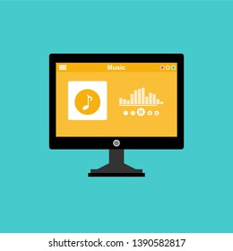 Mobile music application user interface design concept isolated on colored background flat vector illustration - Vector