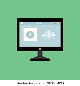 Mobile music application user interface design concept isolated on colored background flat vector illustration - Vector