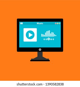 Mobile music application user interface design concept isolated on colored background flat vector illustration - Vector