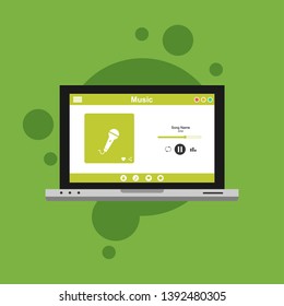 Mobile music application user interface design concept isolated on colored background flat vector illustration - Vector