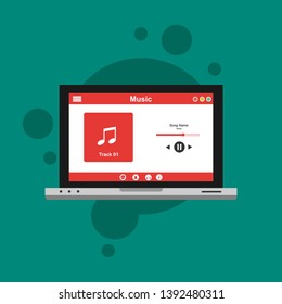 Mobile music application user interface design concept isolated on colored background flat vector illustration - Vector