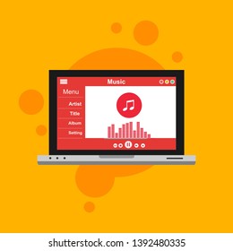 Mobile music application user interface design concept isolated on colored background flat vector illustration - Vector