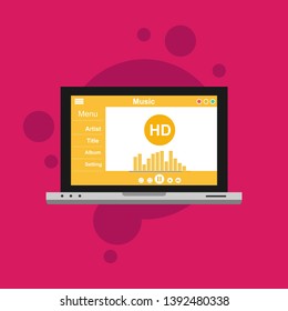 Mobile music application user interface design concept isolated on colored background flat vector illustration - Vector