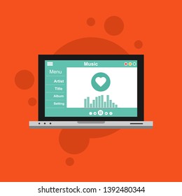 Mobile music application user interface design concept isolated on colored background flat vector illustration - Vector