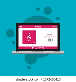 Mobile music application user interface design concept isolated on colored background flat vector illustration - Vector