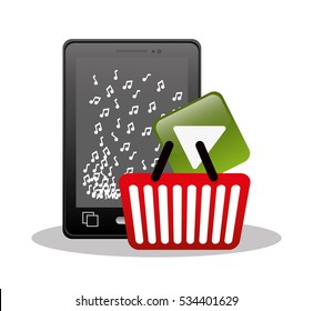 mobile music buying online digital vector illustration eps 10