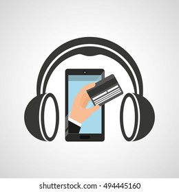 mobile music commerce online vector illustration design
