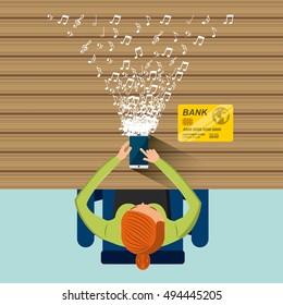 mobile music commerce online vector illustration design