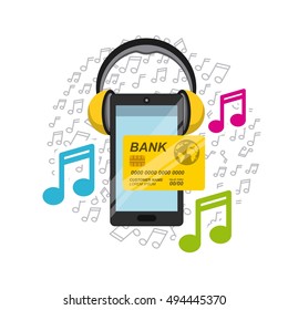 mobile music commerce online vector illustration design