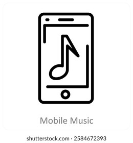 Mobile Music and music icon concept