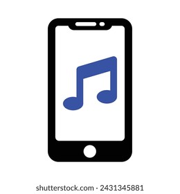 Icono de música móvil, ilustraciones de gráficos vectoriales 
