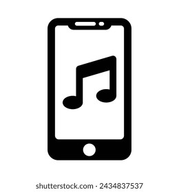 Icono de música móvil, ilustraciones de gráficos vectoriales 