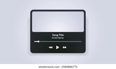 Mobile music player interface. Podcast turntable template. Audio streaming service layout. Profile, Album, Song, Singer, blog mockup. Apple music, deezer, spotify screen. Vector illustration.